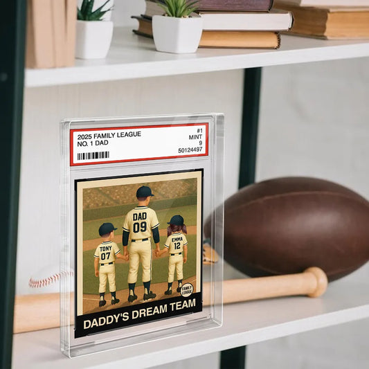 MyAvatar™ Trading Card Style Personalized Acrylic Ornament - Baseball No. 1 Dad Grandpa Man & Kids