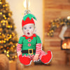 Myavatar™ Personalized Babys Photo First Christmas Ornament - Adorable Newborn Baby Elf