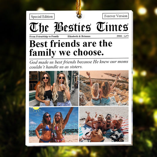 MyAvatar™ Personalized Acrylic Ornament - The BFF Times Friendship Gifts Newspaper