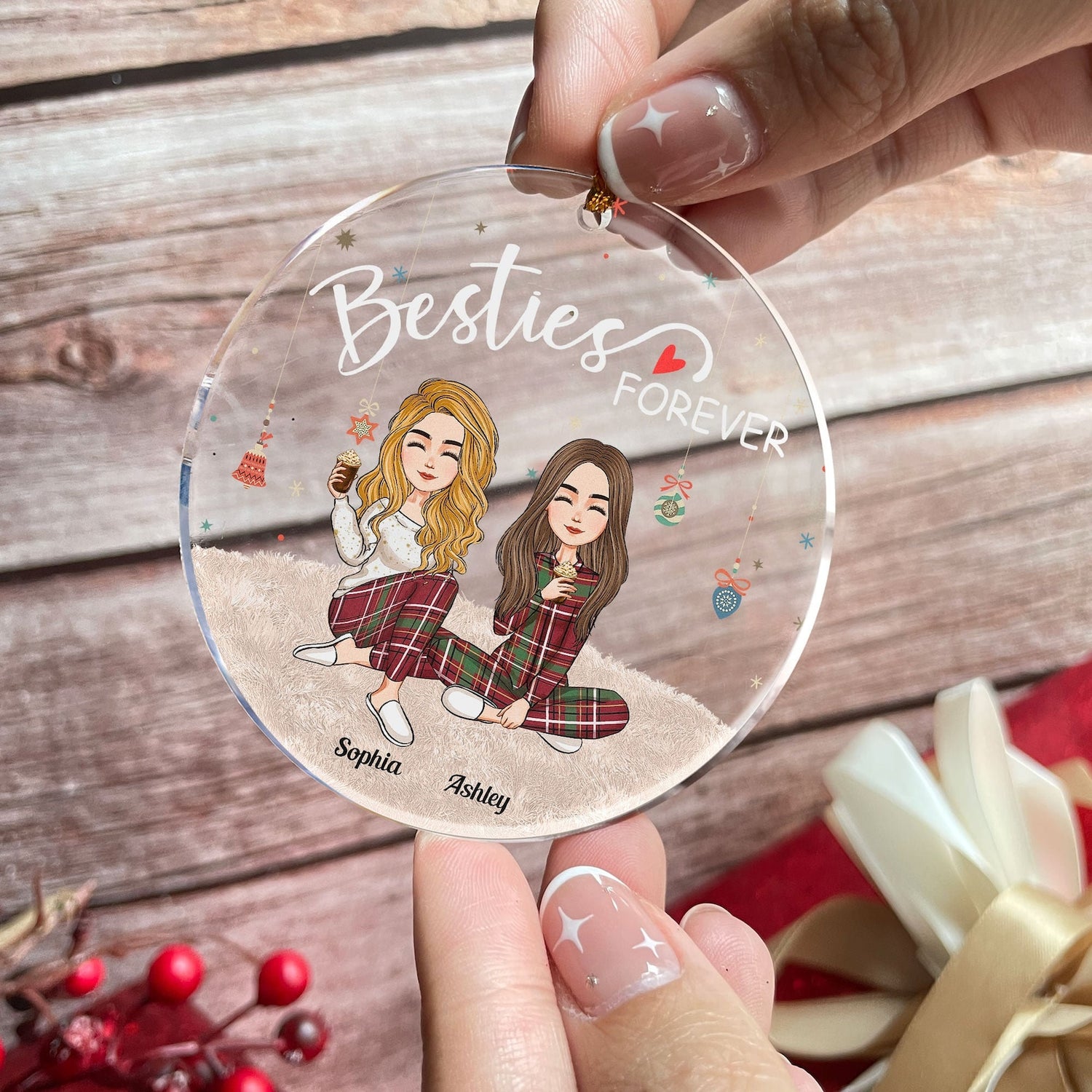 MyAvatar™ Personalized Acrylic Ornament - Besties Forever