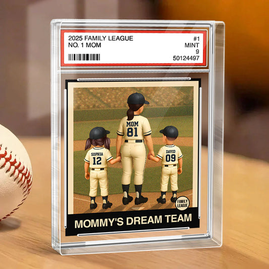 MyAvatar™ Trading Card Style Personalized Acrylic Ornament - Baseball No. 1 Dad Grandpa Man & Kids